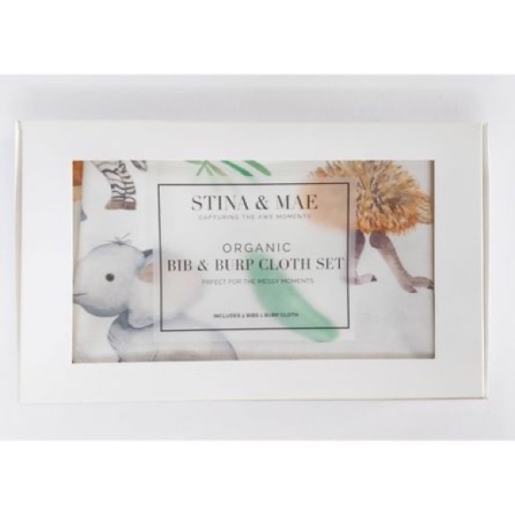 STINA & MAE Safari Life Organic Cotton Bib/Burp Set - 2pk - Picture 2 of 3